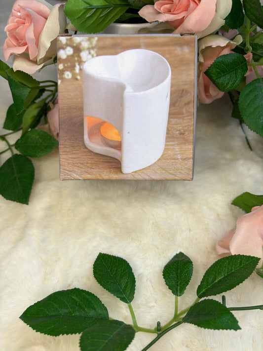 White Heart Oil/Wax Melt Burner Bundle